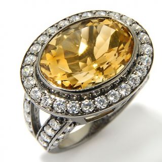 4ct Citrine and CZ Sterling Silver East West Ring