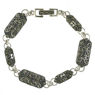 105 9008 marcasite sterling silver rectangle link 7 line bracelet
