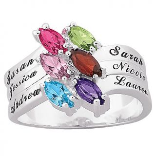 106 9761 sterling silver family marquise engravable birthstone ring
