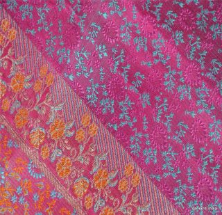 Vintage Sari Woven Fabric Art Silk Heavy Floral Quilt Craft OOAK Deco