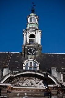 Clock tower of the former school building on Queen Elizabeth Street