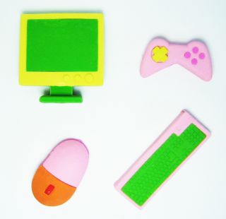 Wacky Erasers Collectible Rubber Puzzle Eraser Computer Keyboard Mouse