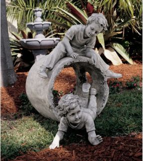 Hide and Seek Garden Sculpture Children Boy Angel Ring Statue Design