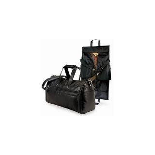 109 3474 koskin leather 2 in 1 carry on garment duffel bag in black