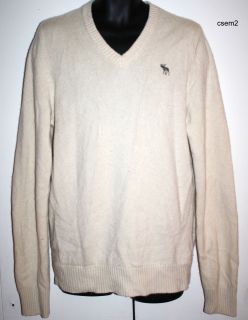 EZRA FITCH ABERCROMBIE 2 PLY100% CASHMERE V NECK OFF WHITE SWEATER W