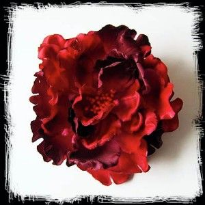 Large Big Red Flower Rose Corsage Brooch Hair Clip