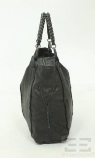 Ellen Tracy Black Soft Leather Raw Edge Tote Bag