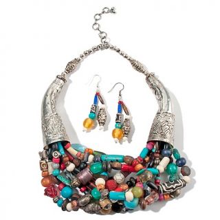 BAJALIA Multicolor Bead 22 1/4 Necklace and Earrings Set