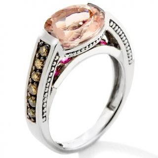 120 815 3 07ct peach morganite champagne diamond and ruby sterling