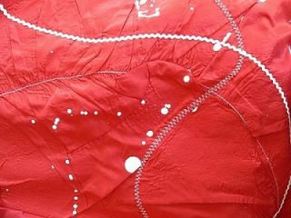 Vintage 80s 50s Fabrice Red Silk Strapless Dress M Full Circle Skirt