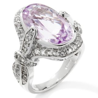 74ct Oval Pink Amethyst and White Topaz Frame Ring