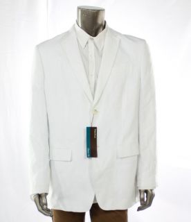 Perry Ellis NEW White Mens Blazer Herringbone Two Button Sportscoat