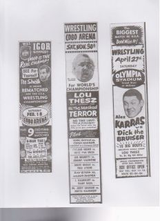COPIES 1963 67 Clippings Detroit Wrestling Sheik Dick the Bruiser