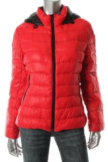 Famous Catalog Moda New Red Hooded Zip Front Light Weight Puffer Coat