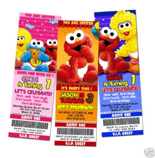 Elmo Sesame Street Ticket Birthday Party Invitation