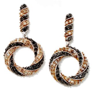 Jewelry Earrings Drop 1.35ct Champagne and Black Diamond Twisted
