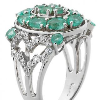 84ct Colombian Emerald and White Zircon Sterling Silver Oval Ring at