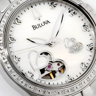 Jewelry Watches Womens Bulova Ladies Open Heart Window Diamond