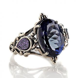 Orvieto Silver Oval Quartz with Drusy Accents Sterling Silver Ring at