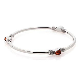 Age of Amber 3 Stone 8 1/2 Sterling Silver Bangle Bracelet