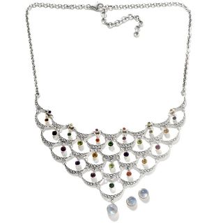 Nicky Butler 4.33ct Moonstone and Gemstone Sterling Silver Bib