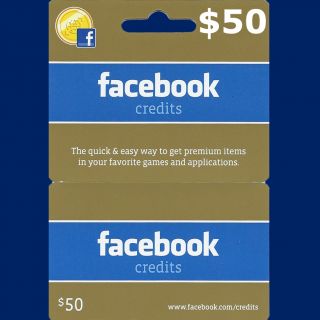  Facebook 50 Credits Prepaid Card Zynga CityVille FarmVille FREE SHIP