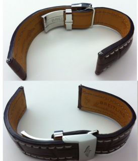Authentic Breitling Crocodile Strap with Deployment Buckle