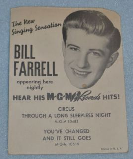  Records Promo Card Artist Signed Bill Farrell Autographed Music