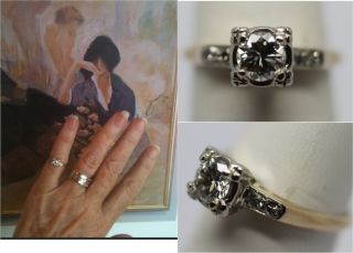 Estate Antique Diamond Engagement Ring Fine 50ct Center vs G H