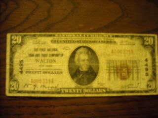 1929 Twenty Dollar Bill The First National Bank and Trust of Walton