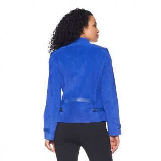 Queen Collection Suede Moto Jacket with Leather Trim