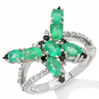 63ct Colombian Emerald, Black Spinel and White Zircon Sterling