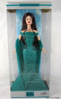 May Barbie Birthstone Collection May Emerald Brunette Doll w Swarovski