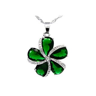 Jewelry Set Green Emerald Pendant Earrings Necklace ZT Jewellery