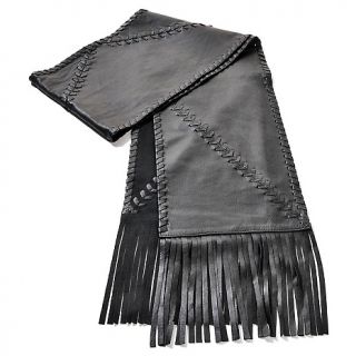 Clever Carriage Company Majestic Leather Scarf with Fringe