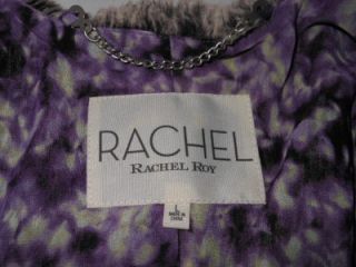 Rachel Roy Luscious Faux Fur L Sweater Jacket Frosted Black New