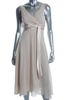 Evan Picone New Between The Lines Beige Charmeuse Faux Wrap Cocktail