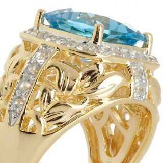 Victoria Wieck 5.98ct Swiss Blue Topaz and White Topaz Frame Ring at