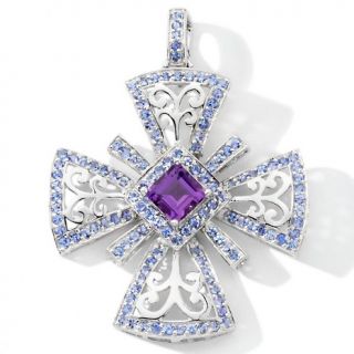 111 161 4 68ct amethyst and tanzanite sterling silver cross enhancer