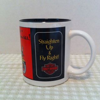 Harley Davidson Coffee Mug 1993 Straighten Up & Fly Right with Free