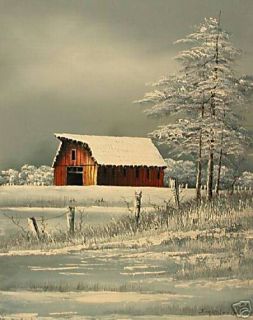 Everett Woodson Barn in The Snow Framed