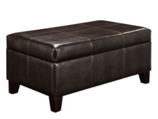 NEW Ottoman Storage Bench Durable Brown Faux Leather HINGED LID SHIPS