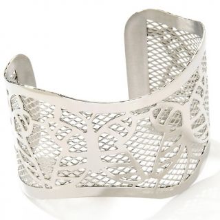 165 867 stately steel butterfly design mesh openwork cuff bracelet