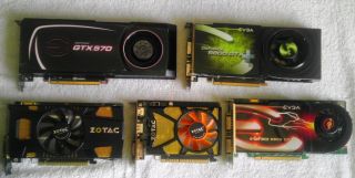 LOT OF 5 GTX570 SC 9800GTX GTX550 TI 8800GT GT440 SOLD AS IS