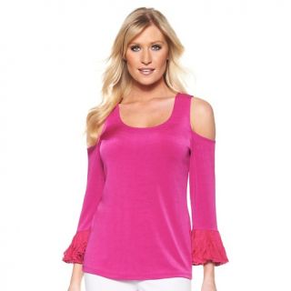 169 443 slinky brand cold shoulder top with ruffle cuffs rating 19 $ 9