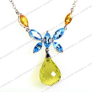 LeVian 14k White Gold Multi Stone Butterfly Necklace