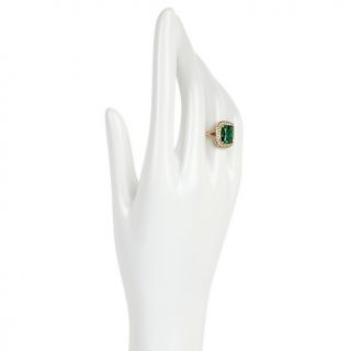 Jean Dousset Absolute Simulated Emerald and Pavé Ring at