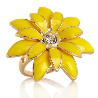 185 591 niecy nash collection crystal and enamel goldtone flower ring