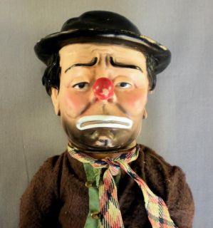 Vtg Emmett Kelly Clown Hard Plastic Rubber Doll Figurine 14 Unknown
