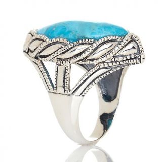 Sally C Treasures Marquise Shape Turquoise Twist Sterling Silver Ri